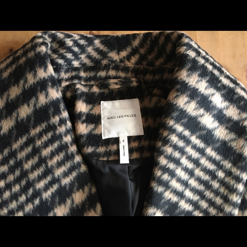 Anthropologie Camel/Black Houndstooth Coat Size S